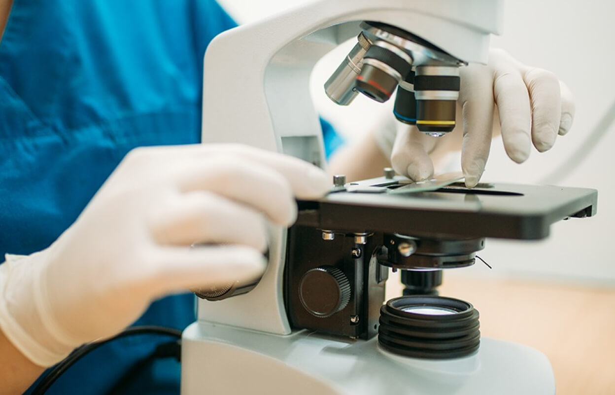 Ветеринарная лаборатория: микроскоп, пробирки